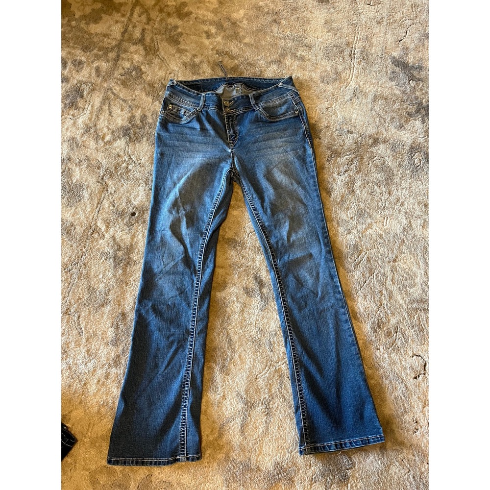 WallFlower Curvy Fit Bootcut Jeans Women's Size 11 Medium Wash Embroidered